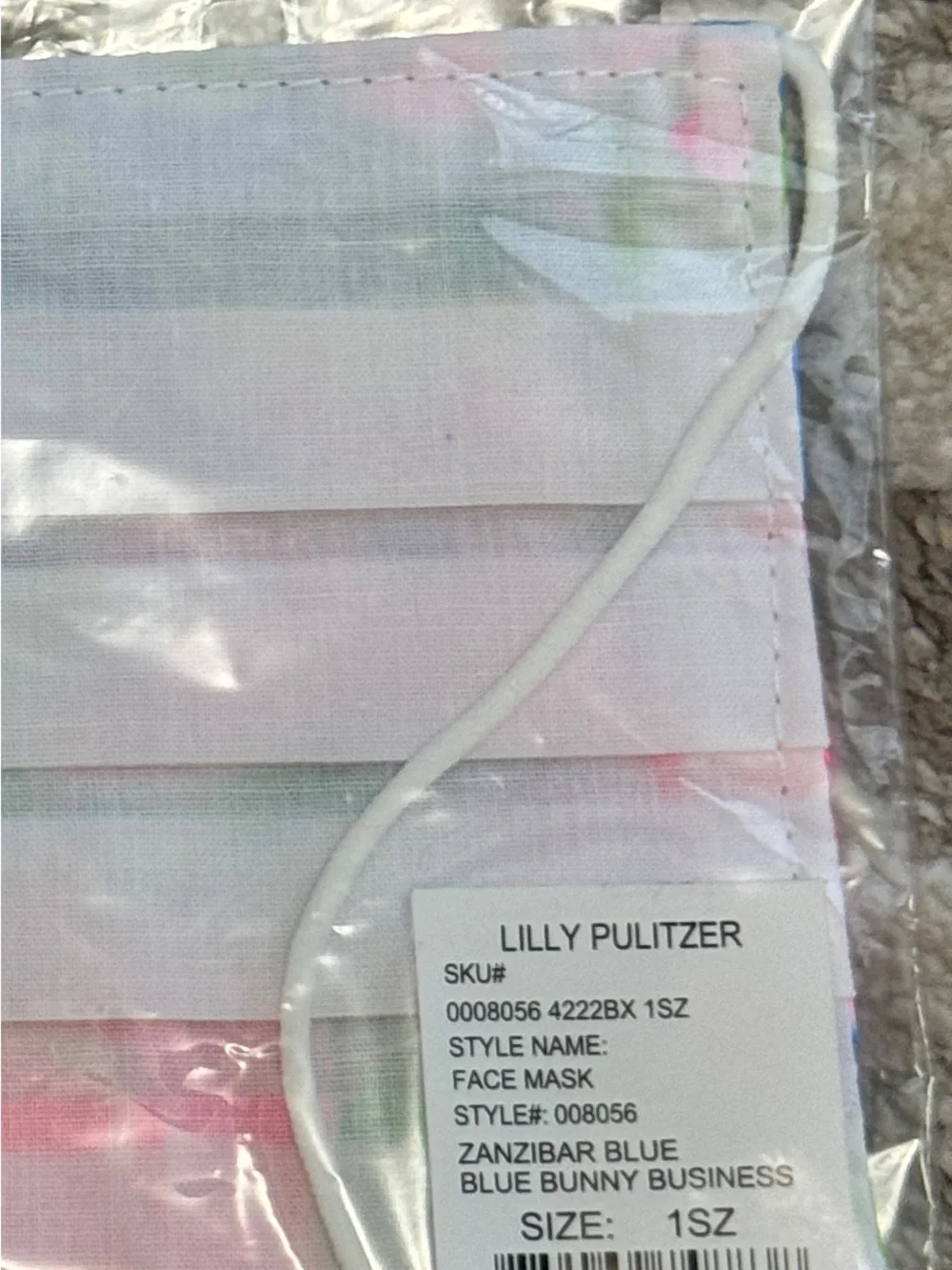 Lilly Pulitzer Zanzibar blue bunny business cotton blend face mask